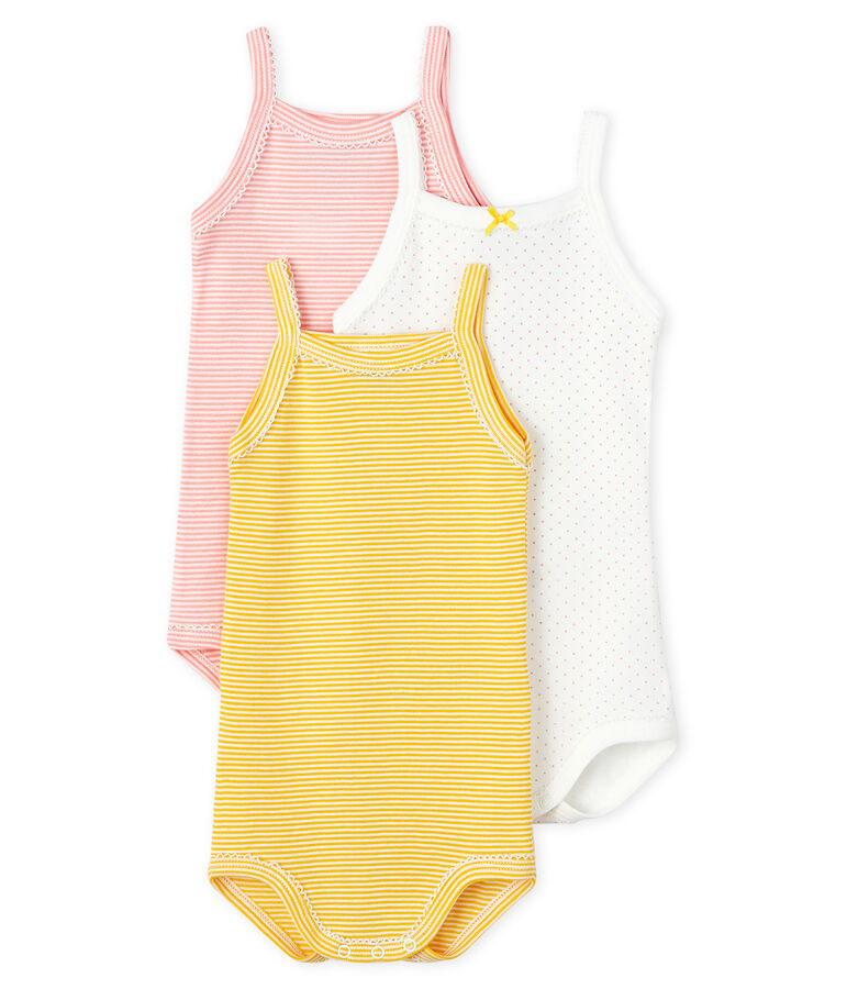 Lot de 3 bodies &agrave; bretelles pastel b&eacute;b&eacute; fille multicouleur