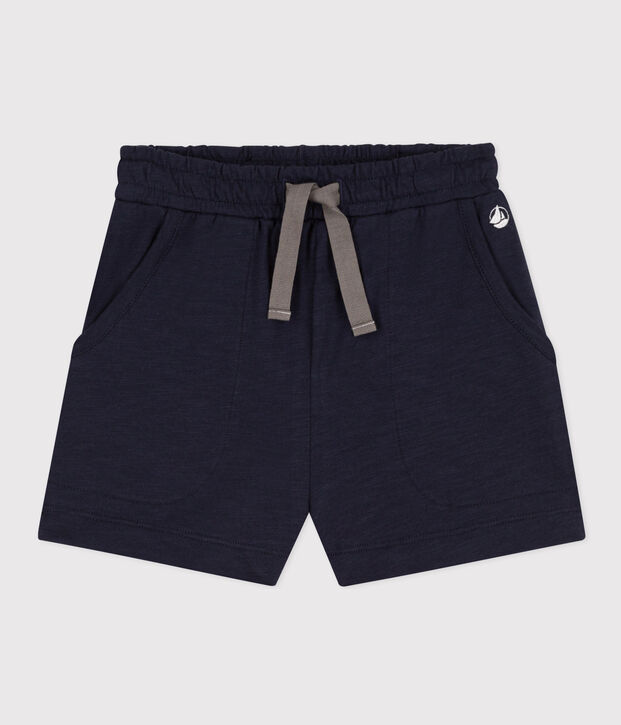 Short en jersey flamm&eacute; enfant fille bleu marine