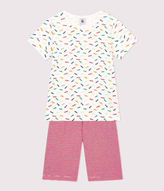 Pyjama short en coton enfant blanc MARSHMALLOW/blanc MULTICO