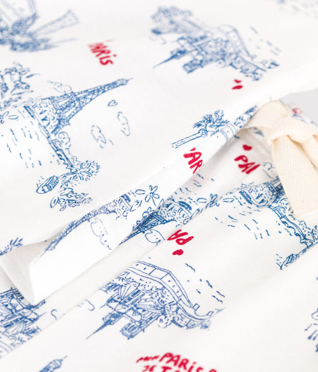 Pyjama short femme en coton imprim&eacute; Paris blanc/multicouleur