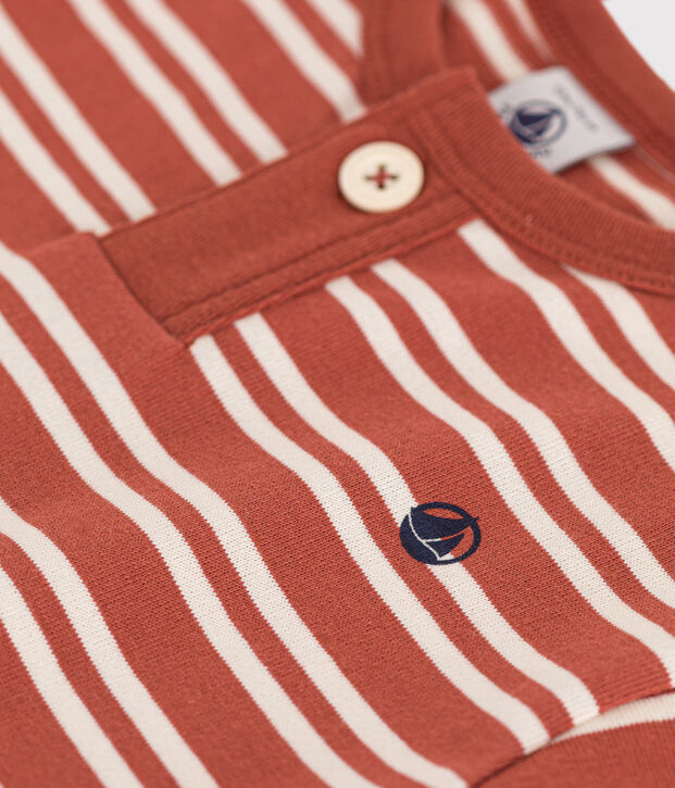Tee-shirt manches courtes en jersey b&eacute;b&eacute; marron/&eacute;cru