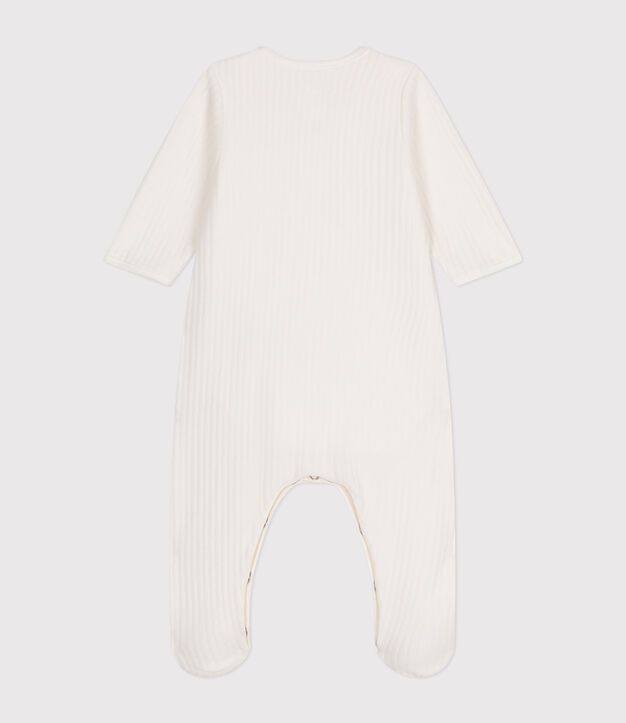 Dors-bien mixte en velours avec body int&eacute;gr&eacute; uni blanc