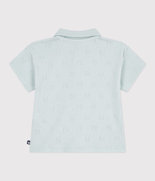 Polo b&eacute;b&eacute; en coton ajour&eacute; &agrave; manches courtes &agrave; motifs vert