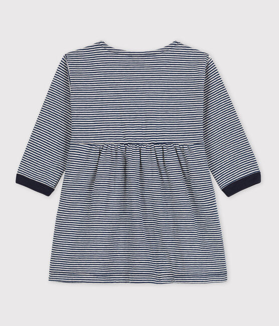 Robe manches longues rayée milleraies bébé en tubique bleu MEDIEVAL/ MONTELIMAR