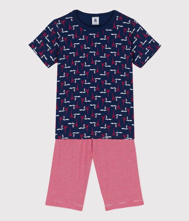 Pyjacourt Paris en coton petit gar&ccedil;on bleu/multicouleur