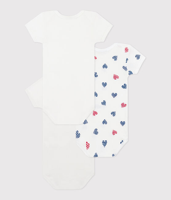 Lot de 3 bodies manches courtes en coton cœurs rayés bébé variante 1