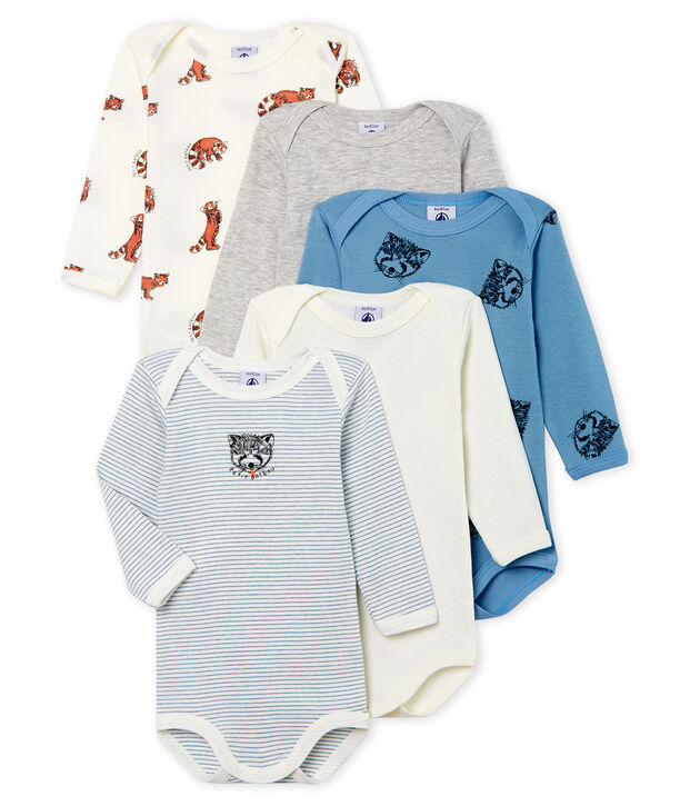 Lot de 5 bodies manches longues b&eacute;b&eacute; gar&ccedil;on multicouleur