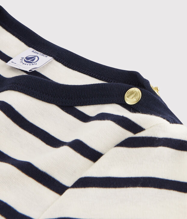Robe bi-mati&egrave;re enfant fille blanc/bleu