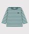 Marinière en jersey épais de coton bébé vert BRUT/blanc AVALANCHE