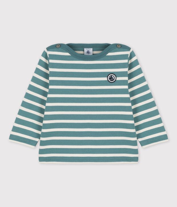 Marini&egrave;re en jersey &eacute;pais de coton b&eacute;b&eacute; vert/&eacute;cru