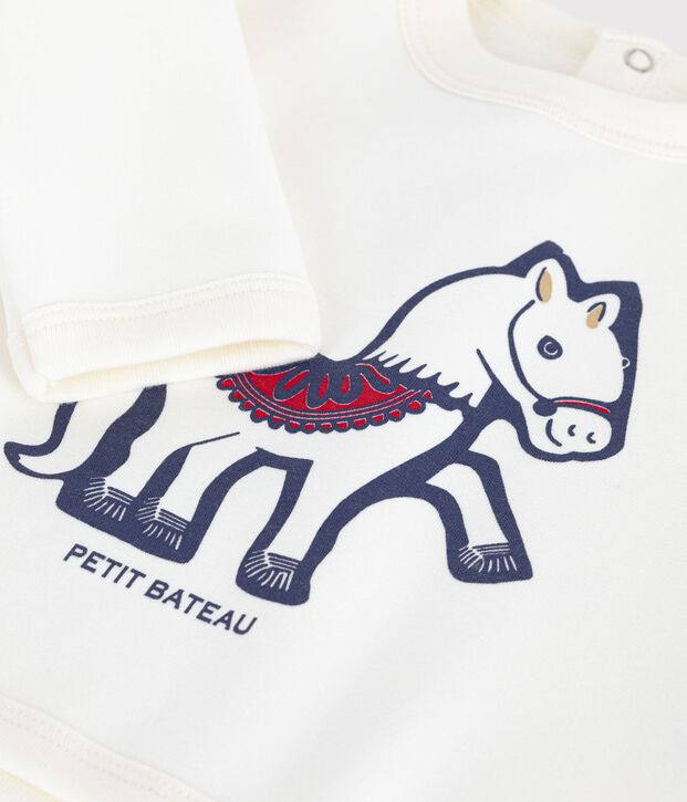 Sweatshirt b&eacute;b&eacute; en coton doux et chaud &eacute;cru/multicouleur