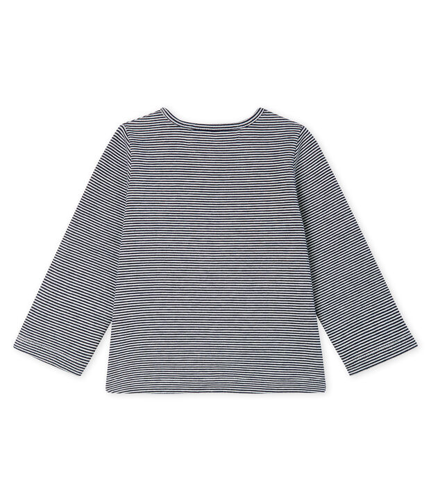 Cardigan b&eacute;b&eacute; fille en maille ray&eacute;e bleu/blanc