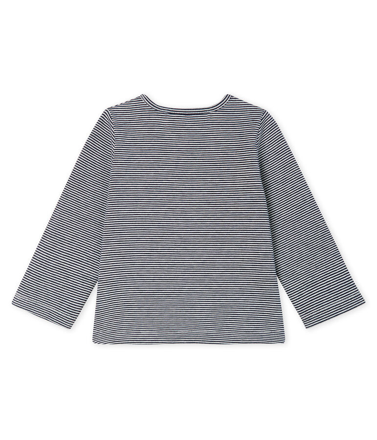 Cardigan b&eacute;b&eacute; fille en maille ray&eacute;e bleu/blanc