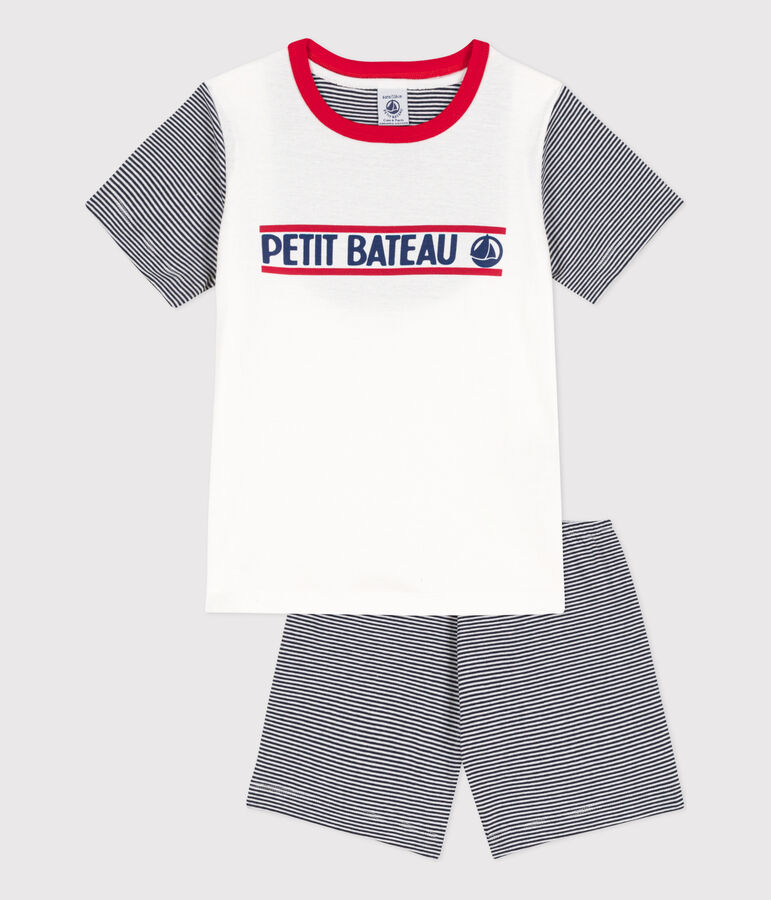 Pyjacourt Petit Bateau en coton enfant bleu/blanc