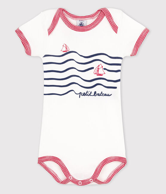 Body manches courtes bébé fille blanc ECUME/rouge TERKUIT