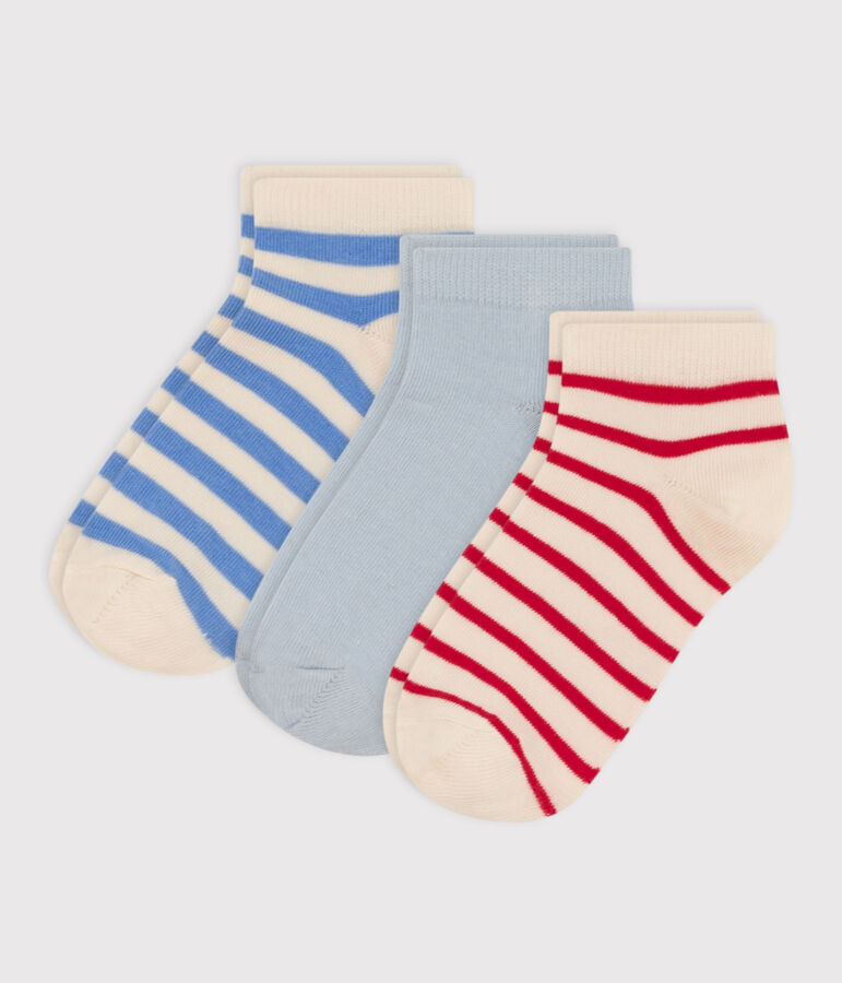 Lot de 3 paires de chaussettes rayures en jersey de coton enfants multicouleur