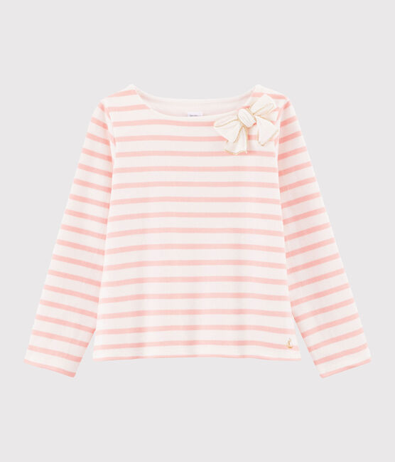 Marinière à nœud enfant fille blanc MARSHMALLOW/rose PATIENCE