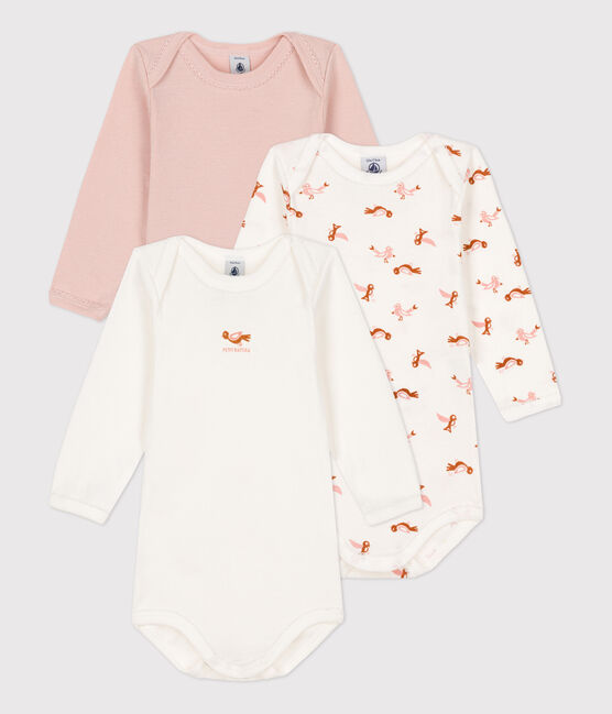 Lot de 3 bodies manches longues oiseaux bébé en coton variante 1