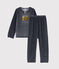 Pyjama petite fille motif nœud en velours bleu SMOKING