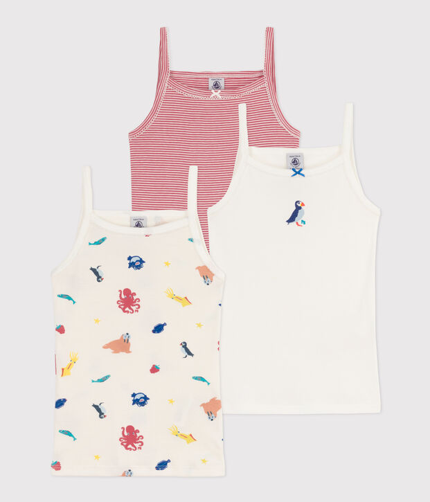 Lot de 3 chemises &agrave; bretelles en coton petite fille multicouleur