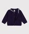 Cardigan b&eacute;b&eacute; &agrave; col marin en coton ajour&eacute; bleu marine