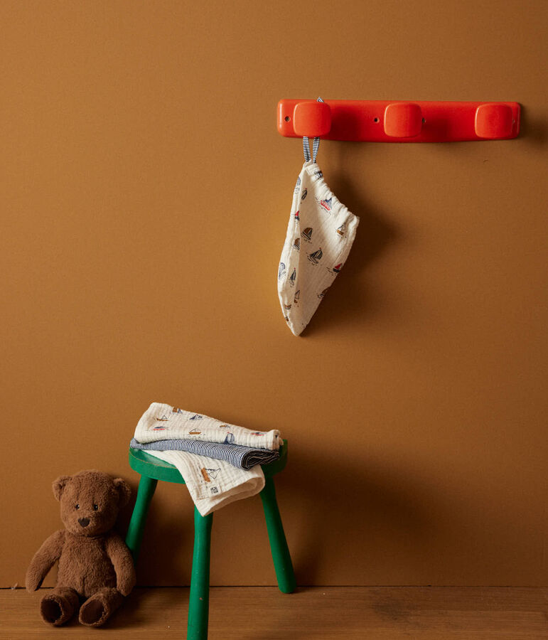 Lot de 3 langes b&eacute;b&eacute; imprim&eacute;s bateaux et milleraie blanc/bleu/multicouleur