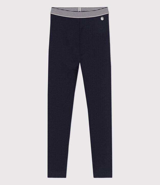 Jegging en coton &eacute;lasthanne enfant fille bleu marine