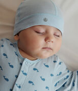 Bonnet bébé en coton uni bleu TOUDOU
