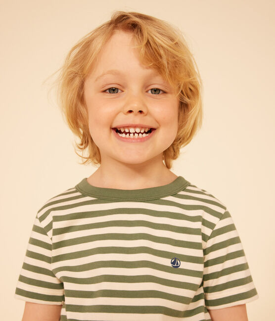Tee-shirt rayé en jersey léger enfant garçon vert CROCO/ AVALANCHE