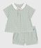 Ensemble bébé deux pièces en coton, blouse et short vichy bleu PAUL/blanc MARSHMALLOW