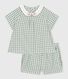 Ensemble bébé deux pièces en coton, blouse et short vichy