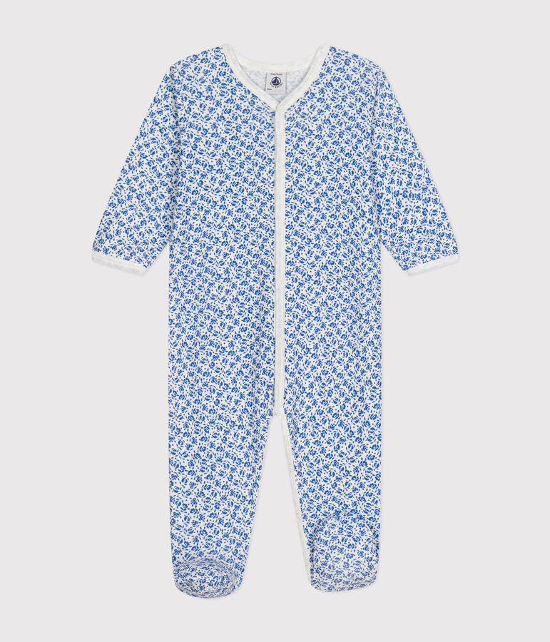 Pyjama imprim&eacute; fleurs en coton b&eacute;b&eacute; bleu MARSHMALLOW/ INCOGNITO