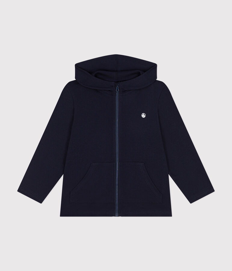 Sweatshirt zipp&eacute; &agrave; capuche en cote enfant gar&ccedil;on bleu