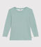 Tee shirt manches longues petite fille/petit garçon en laine et coton vert PAUL