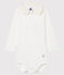 Body manches longues avec col polo bébé garçon blanc MARSHMALLOW