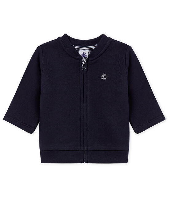Cardigan zippé bébé garçon en molleton bleu SMOKING