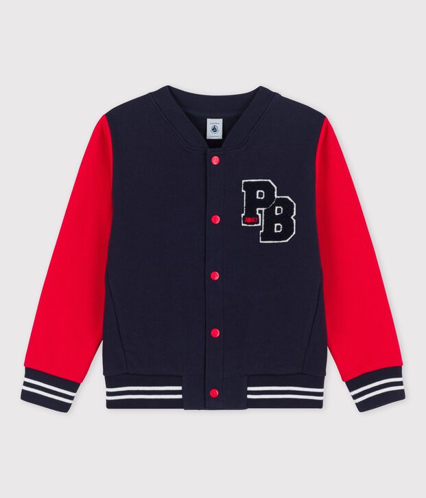 Cardigan teddy en molleton enfant fille gar&ccedil;on rouge/bleu
