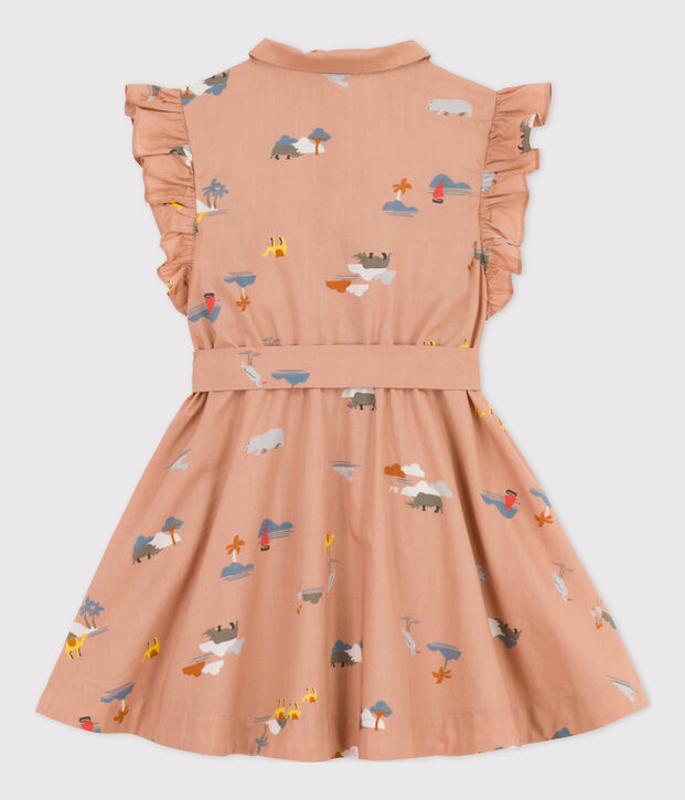 Robe sans manches en popeline enfant fille beige/multicouleur