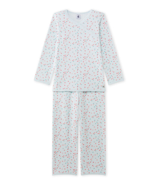 Pyjama fille en bouclette velours bleu BOCAL/blanc MULTICO