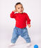 Pull marin bébé en laine et coton uni rouge POMPEI