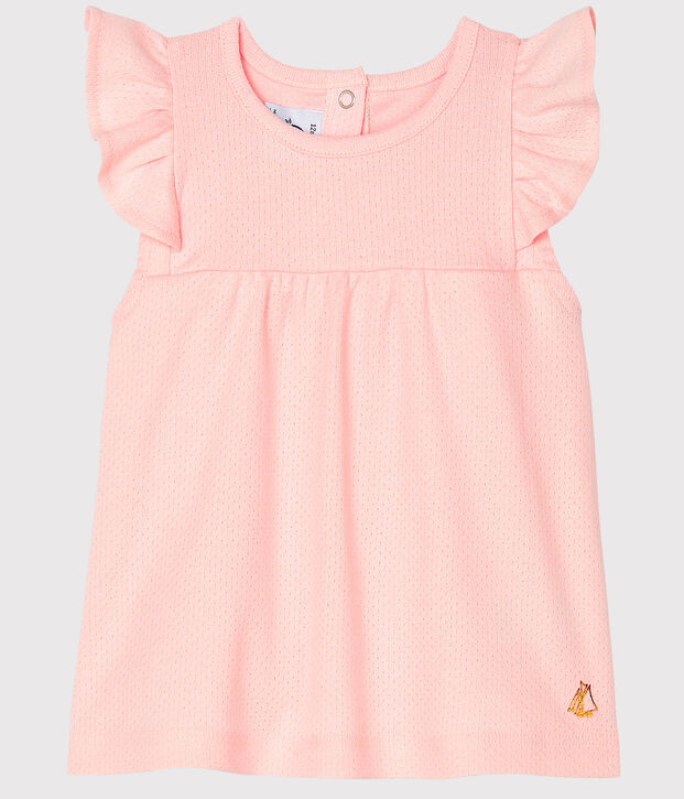Blouse manches courtes b&eacute;b&eacute; fille unie rose