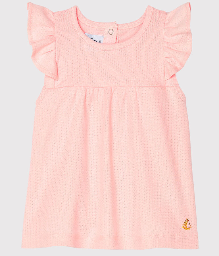 Blouse manches courtes b&eacute;b&eacute; fille unie rose MINOIS