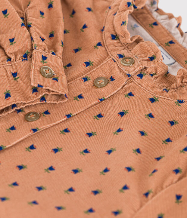 Blouse en velours fin fleuri enfant fille rose/multicouleur