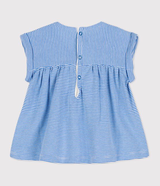 Blouse manches courtes bébé en coton bio bleu BRASIER/gris MARSHMALLOW