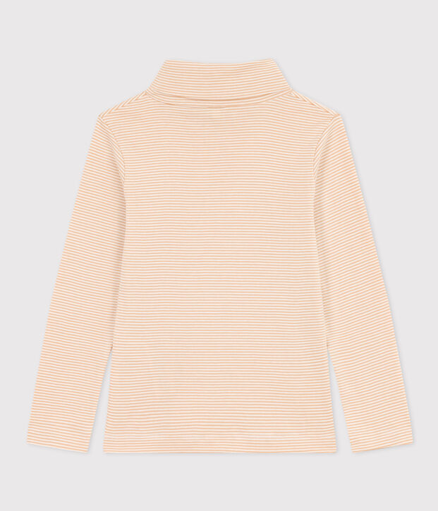 Sous-pull ray&eacute; en coton enfant fille / gar&ccedil;on beige/blanc