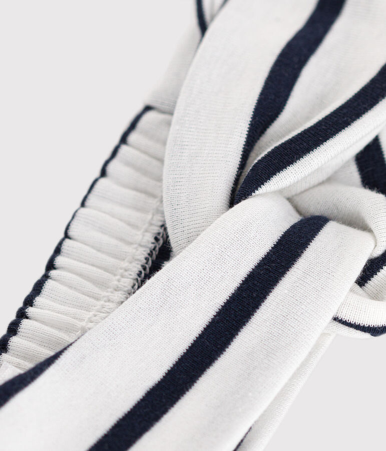 Bandeau &agrave; rayures en coton b&eacute;b&eacute; fille blanc MARSHMALLOW/bleu SMOKING