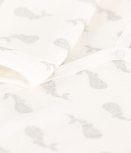 Dors bien bébé en velours baleine blanc MARSHMALLOW/gris ARGENT