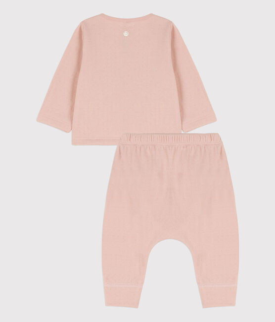 Ensemble 2 pièces uni en tubique bio bébé rose SALINE