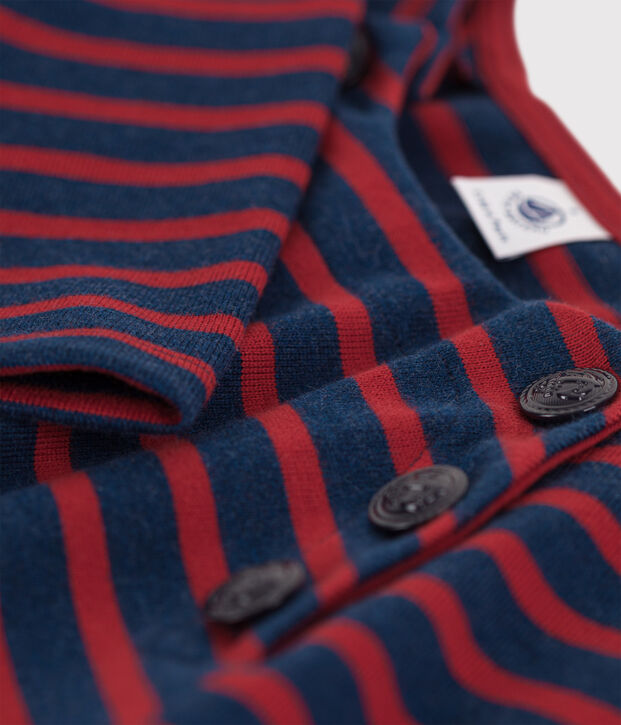 Marini&egrave;re boutonn&eacute;e en coton Femme bleu/rouge