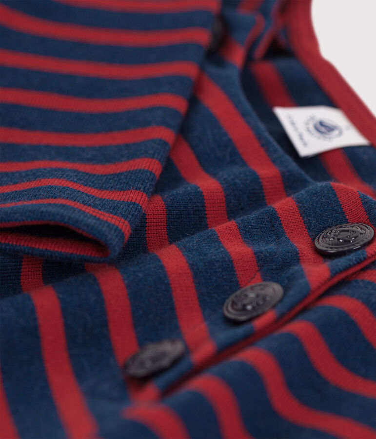 Marini&egrave;re boutonn&eacute;e en coton Femme bleu/rouge